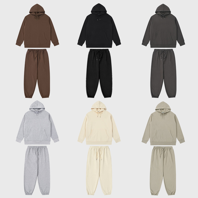 Mset5015 High Quality Low Oem Moq 350g Unisex Solid Color Jogger Set Sweatpants And Hoodie Set Training&amp;jogging Wear 